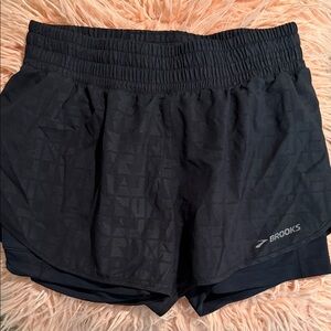 Brooks Black Athletic 2-in-1 Running Shorts